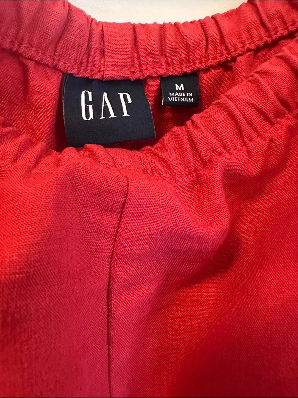 Wide-Leg Red Linen Blend Pants